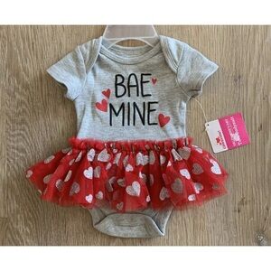 (NWT) Celebrate! Girl’s Size 6-9 Months Valentine’s Tutu Romper Say’s “Bae Mine”